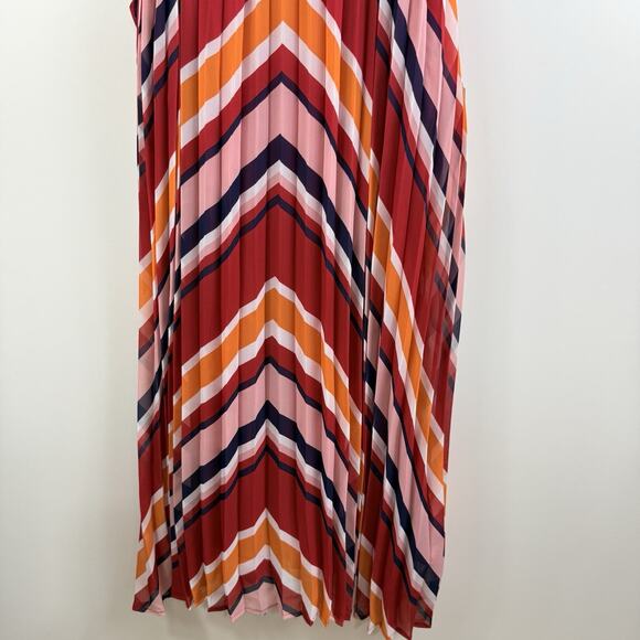 Love X Design New Striped Trapeze Swing Dress Size 2X Halter Accordion Pleated - Picture 3 of 14